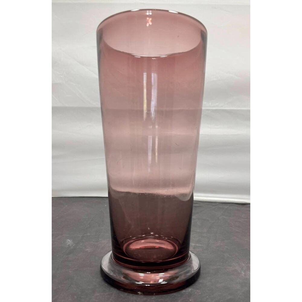 Amethyst Hand-Blown Art Glass 11" Cylinder Vase Unsigned MCM Finnish Design